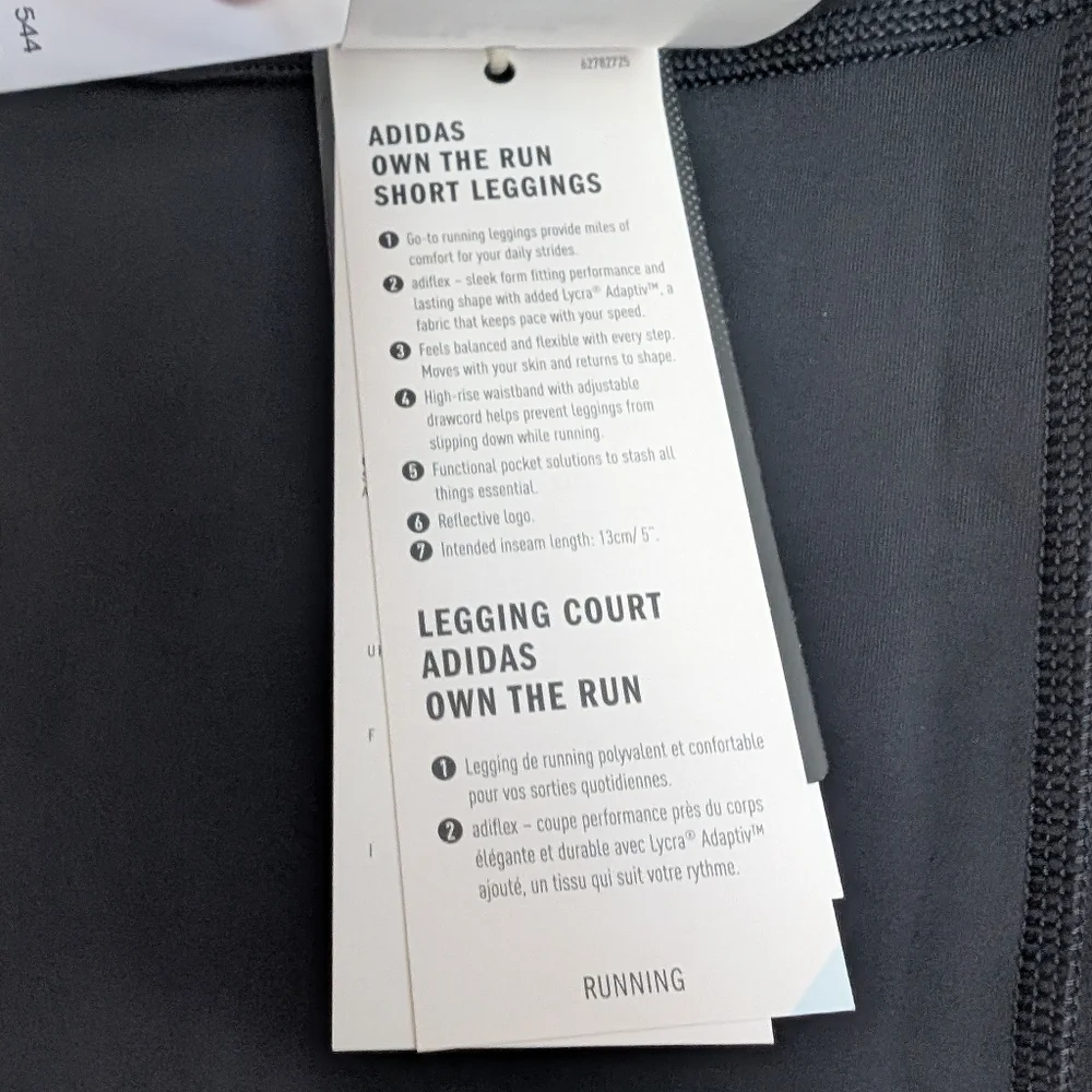 NEW Adidas Womens Own The Run Short Leggings Size Large 5 Inch Inseam Black - Picture 5 of 6